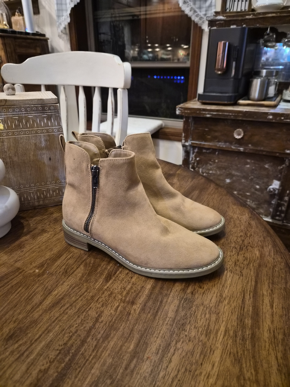 Universal Thread Suede Ankle Booties in Light Tan